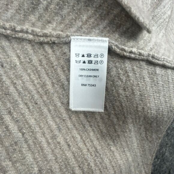 Tahari 100% Cashmere Open Front Long Cardigan Womens Sz XS Beige Hooded 36” Long - Picture 4 of 8